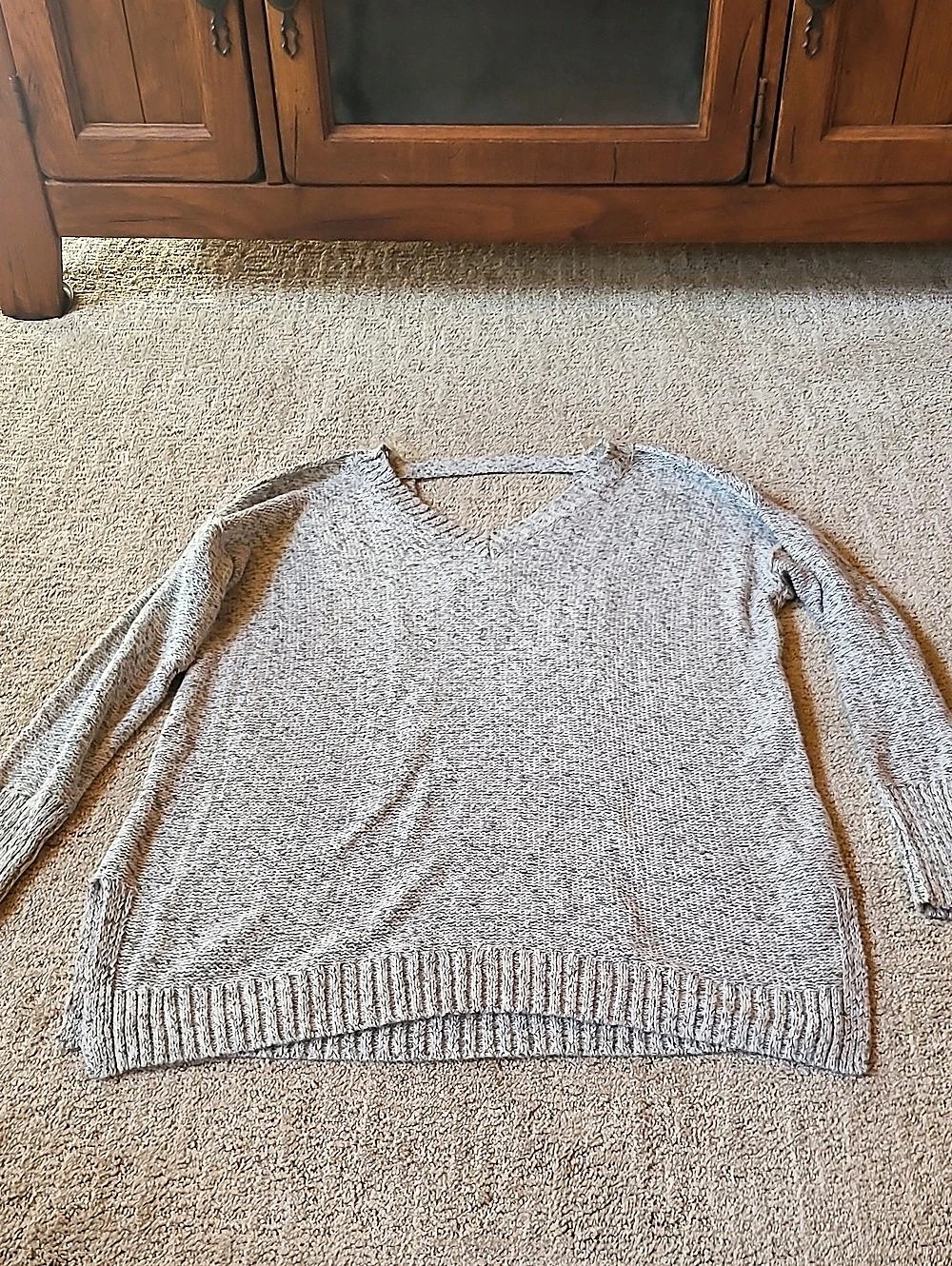 maurices V-Neck Sweater in Gray Size PLUS Size 0